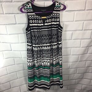 Women’s Perceptions Striped Geometric Sleeveless Dress Size 8 Black Green